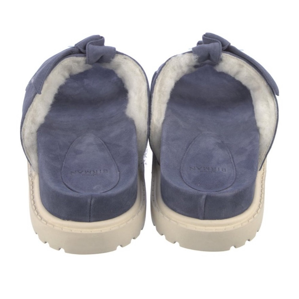 Alexandre Birman Lolita Shearling Lined Slide Sandals Blue Suede Designer NEW - Picture 5 of 16
